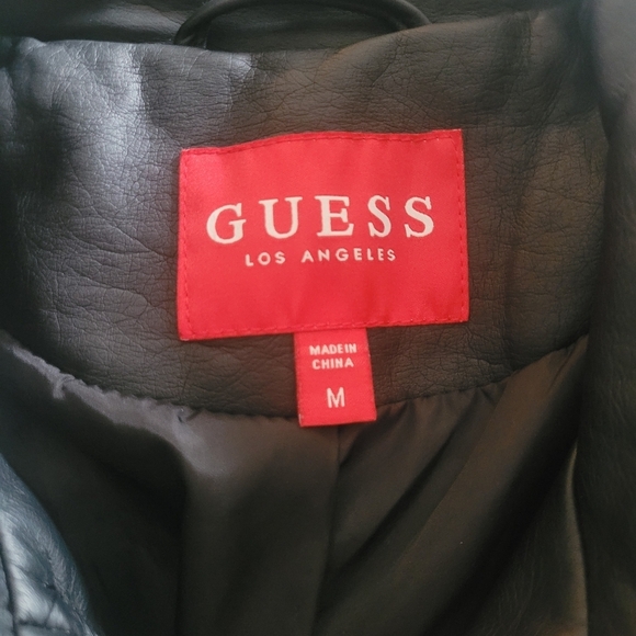 Guess Black Vegan Leather Jacket M - Picture 5 of 9